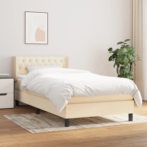 vidaXL, vidaXL Boxspringbett mit Matratze Creme 90x190 cm Stoff, 