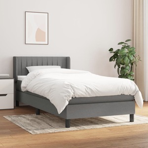 vidaXL, vidaXL Boxspringbett mit Matratze Dunkelgrau 90x200 cm Stoff, 