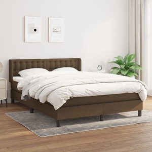 vidaXL, vidaXL Boxspringbett mit Matratze Dunkelbraun 140x200 cm Stoff, 