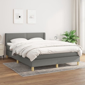 vidaXL, vidaXL Boxspringbett mit Matratze Dunkelgrau 140x200 cm Stoff, 