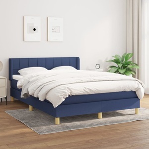 vidaXL, vidaXL Boxspringbett mit Matratze Blau 140x200 cm Stoff, 