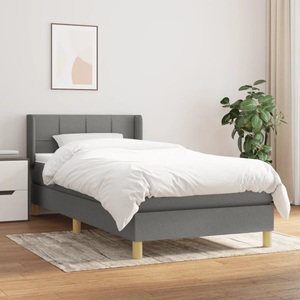 vidaXL, vidaXL Boxspringbett mit Matratze Dunkelgrau 100x200 cm Stoff, 