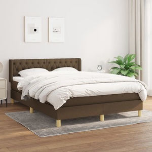 vidaXL, vidaXL Boxspringbett mit Matratze Dunkelbraun 140x200 cm Stoff, 