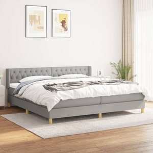 vidaXL, vidaXL Boxspringbett mit Matratze Hellgrau 200x200 cm Stoff, 