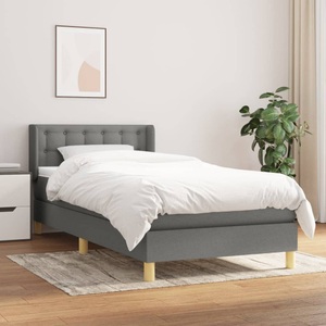 vidaXL, vidaXL Boxspringbett mit Matratze Dunkelgrau 90x200 cm Stoff, 