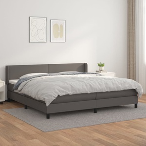 vidaXL, vidaXL Boxspringbett mit Matratze Grau 200x200 cm Kunstleder