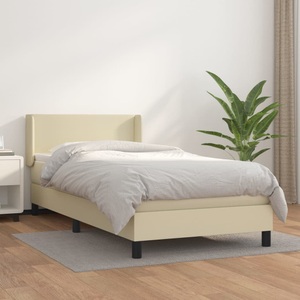 vidaXL, vidaXL Boxspringbett mit Matratze Creme 90x200 cm Kunstleder, 