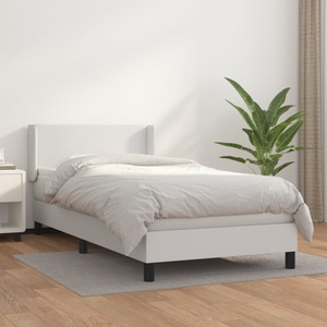 vidaXL, vidaXL Boxspringbett mit Matratze Weiß 100x200 cm Kunstleder, 
