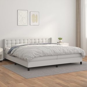 vidaXL, vidaXL Boxspringbett mit Matratze Weiß 200x200 cm Kunstleder, 