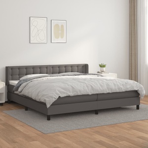 vidaXL, vidaXL Boxspringbett mit Matratze Grau 200x200 cm Kunstleder