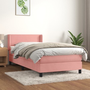 vidaXL, vidaXL Boxspringbett mit Matratze Rosa 90x200 cm Samt