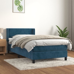 vidaXL, vidaXL Boxspringbett mit Matratze Dunkelblau 80x200 cm Samt