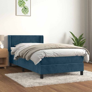 vidaXL, vidaXL Boxspringbett mit Matratze Dunkelblau 90x200 cm Samt