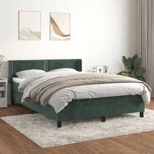vidaXL, vidaXL Boxspringbett mit Matratze Dunkelgrün 140x200 cm Samt, vidaXL Boxspringbett mit Matratze Dunkelgrün 140x200 cm Samt