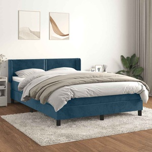 vidaXL, vidaXL Boxspringbett mit Matratze Dunkelblau 140x200 cm Samt
