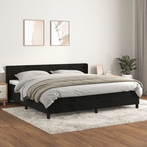 vidaXL, vidaXL Boxspringbett mit Matratze Schwarz 200x200 cm Samt, vidaXL Boxspringbett mit Matratze Schwarz 200x200 cm Samt