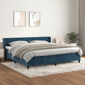 vidaXL, vidaXL Boxspringbett mit Matratze Dunkelblau 200x200 cm Samt, vidaXL Boxspringbett mit Matratze Dunkelblau 200x200 cm Samt