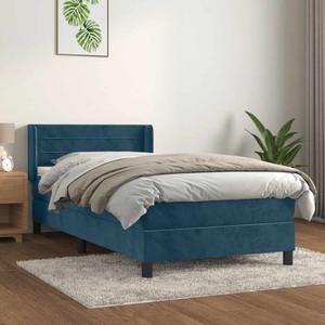 vidaXL, vidaXL Boxspringbett mit Matratze Dunkelblau 80x200 cm Samt