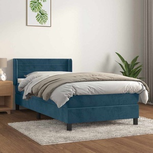 vidaXL, vidaXL Boxspringbett mit Matratze Dunkelblau 90x200 cm Samt