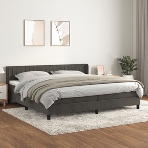 vidaXL, vidaXL Boxspringbett mit Matratze Dunkelgrau 200x200 cm Samt, vidaXL Boxspringbett mit Matratze Dunkelgrau 200x200 cm Samt