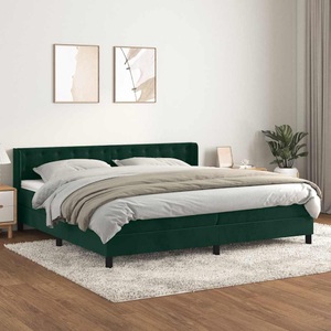 vidaXL, vidaXL Boxspringbett mit Matratze Dunkelgrün 200x200 cm Samt