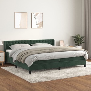 vidaXL, vidaXL Boxspringbett mit Matratze Dunkelgrün 200x200 cm Samt, vidaXL Boxspringbett mit Matratze Dunkelgrün 200x200 cm Samt