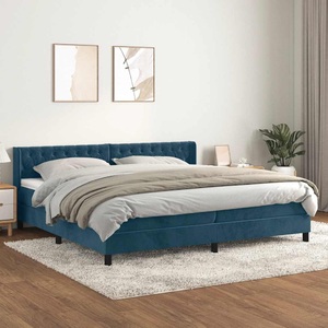 vidaXL, vidaXL Boxspringbett mit Matratze Dunkelblau 200x200 cm Samt