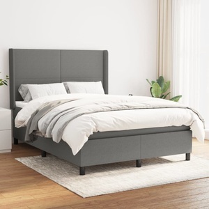 vidaXL, vidaXL Boxspringbett mit Matratze Dunkelgrau 140x200 cm Stoff, vidaXL Boxspringbett mit Matratze Dunkelgrau 140x200 cm Stoff