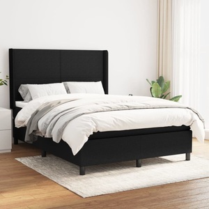 vidaXL, vidaXL Boxspringbett mit Matratze Schwarz 140x200 cm Stoff, vidaXL Boxspringbett mit Matratze Schwarz 140x200 cm Stoff