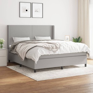 vidaXL, vidaXL Boxspringbett mit Matratze Hellgrau 160x200 cm Stoff