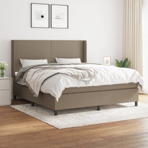 vidaXL, vidaXL Boxspringbett mit Matratze Taupe 160x200 cm Stoff, vidaXL Boxspringbett mit Matratze Taupe 160x200 cm Stoff