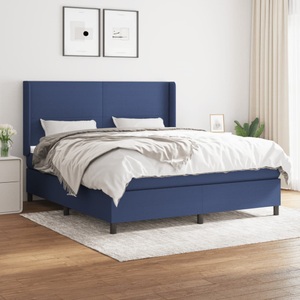 vidaXL, vidaXL Boxspringbett mit Matratze Blau 160x200 cm Stoff