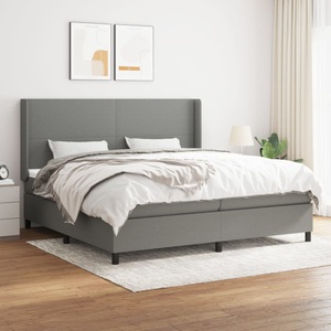 vidaXL, vidaXL Boxspringbett mit Matratze Dunkelgrau 200x200 cm Stoff
