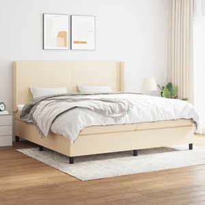 vidaXL, vidaXL Boxspringbett mit Matratze Creme 200x200 cm Stoff