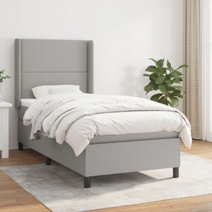 vidaXL, vidaXL Boxspringbett mit Matratze Hellgrau 80x200 cm Stoff, vidaXL Boxspringbett mit Matratze Hellgrau 80x200 cm Stoff
