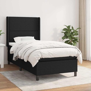 vidaXL, vidaXL Boxspringbett mit Matratze Schwarz 90x200 cm Stoff, vidaXL Boxspringbett mit Matratze Schwarz 90x200 cm Stoff