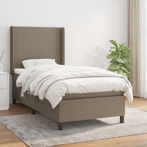 vidaXL, vidaXL Boxspringbett mit Matratze Taupe 90x190 cm Stoff, vidaXL Boxspringbett mit Matratze Taupe 90x190 cm Stoff