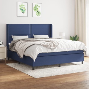 vidaXL, vidaXL Boxspringbett mit Matratze Blau 160x200 cm Stoff