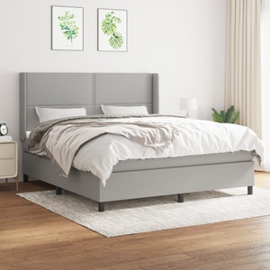 vidaXL, vidaXL Boxspringbett mit Matratze Hellgrau 180x200 cm Stoff