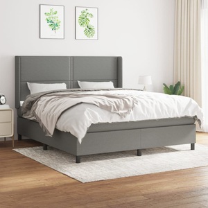 vidaXL, vidaXL Boxspringbett mit Matratze Dunkelgrau 180x200 cm Stoff