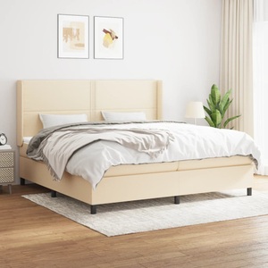 vidaXL, vidaXL Boxspringbett mit Matratze Creme 200x200 cm Stoff