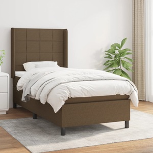 vidaXL, vidaXL Boxspringbett mit Matratze Dunkelbraun 90x190 cm Stoff
