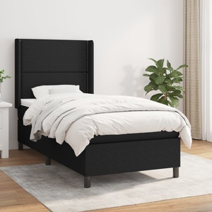 vidaXL, vidaXL Boxspringbett mit Matratze Schwarz 100x200 cm Stoff, vidaXL Boxspringbett mit Matratze Schwarz 100x200 cm Stoff