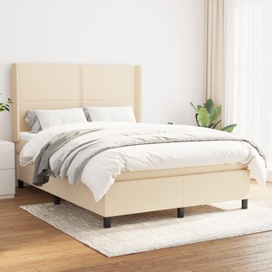 vidaXL, vidaXL Boxspringbett mit Matratze Creme 140x200 cm Stoff