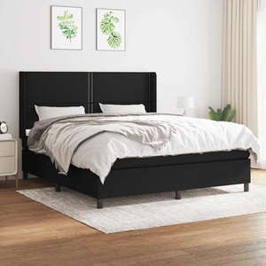 vidaXL, vidaXL Boxspringbett mit Matratze Schwarz 160x200 cm Stoff