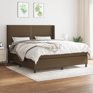 vidaXL, vidaXL Boxspringbett mit Matratze Dunkelbraun 160x200 cm Stoff