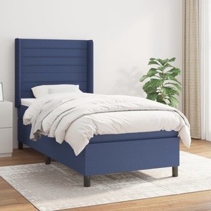 vidaXL, vidaXL Boxspringbett mit Matratze Blau 90x190 cm Stoff, vidaXL Boxspringbett mit Matratze Blau 90x190 cm Stoff