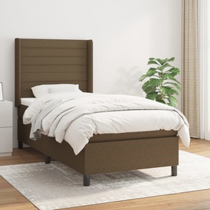 vidaXL, vidaXL Boxspringbett mit Matratze Dunkelbraun 100x200 cm Stoff, vidaXL Boxspringbett mit Matratze Dunkelbraun 100x200 cm Stoff