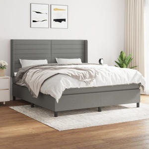 vidaXL, vidaXL Boxspringbett mit Matratze Dunkelgrau 160x200 cm Stoff, vidaXL Boxspringbett mit Matratze Dunkelgrau 160x200 cm Stoff