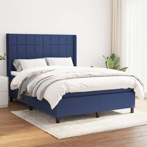 vidaXL, vidaXL Boxspringbett mit Matratze Blau 140x200 cm Stoff, 